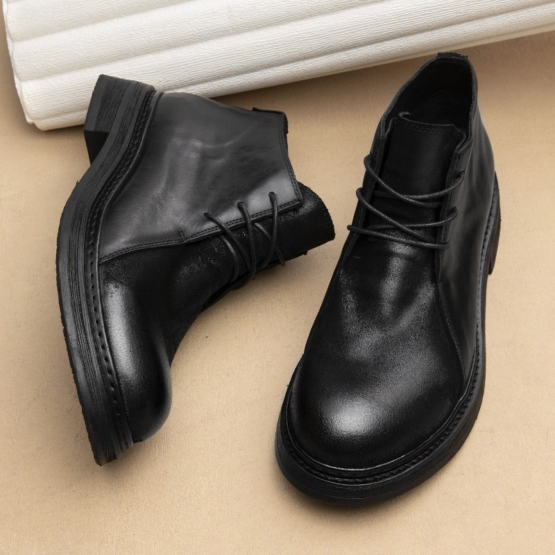 Men Shoes Oxford - Botas de cuero genuino vintage para