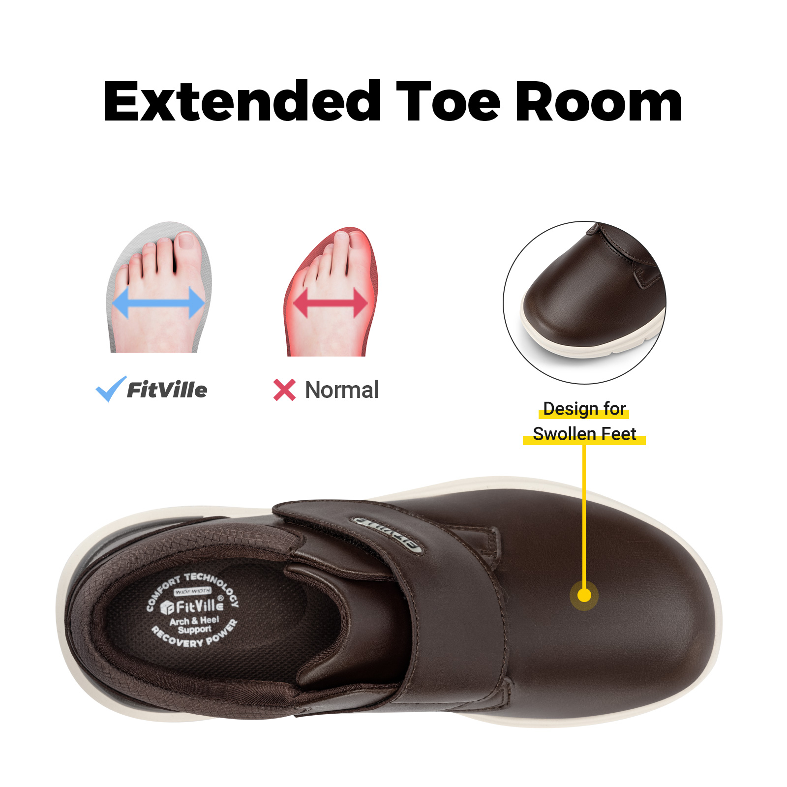 FitVille-zapatos de cuero para - Men'S Shoes Diabetic reseña y precio