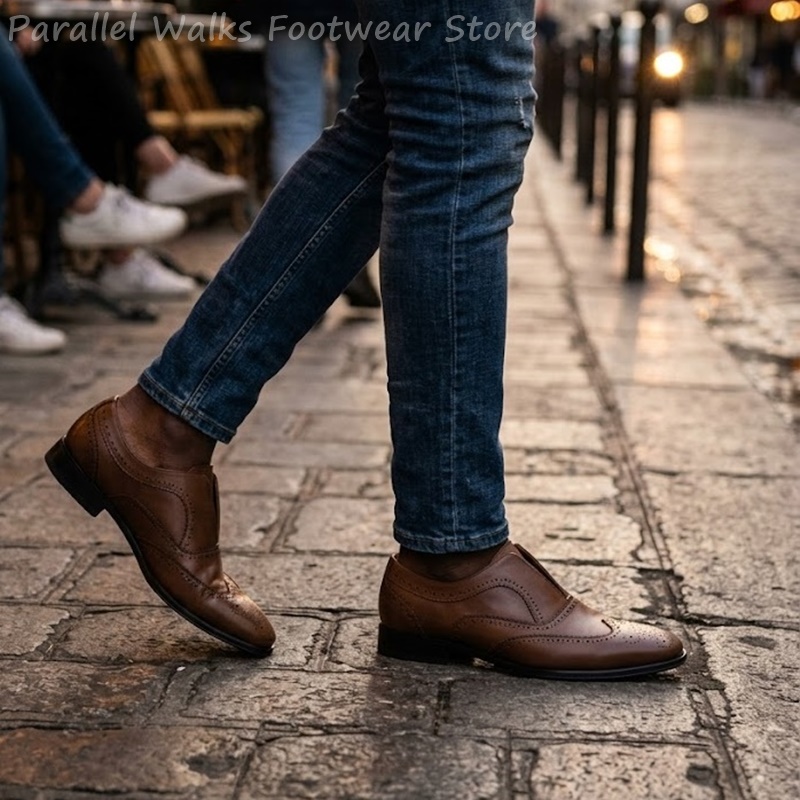 Zapatos Brogue de Cuero Marrón - Men Shoes Oxford reseña y precio
